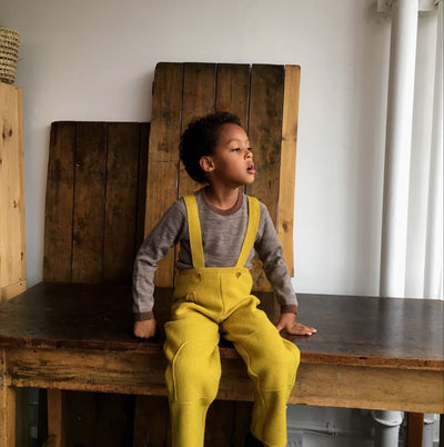 Baby & Kids Boiled Merino Wool Pocket Dungarees - Curry
