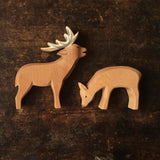 Handcrafted Wooden Eating Large Red Deer