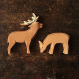 Handcrafted Wooden Eating Large Red Deer