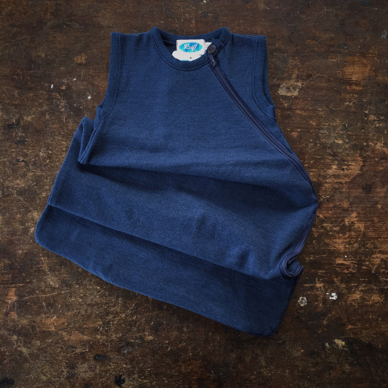 Merino Wool/Silk Sleeveless Terry Sleeping Bag - Navy