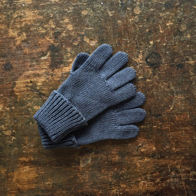 Organic Merino Wool/Silk/Cotton Children's Gloves - Blue Slate - 4-8y