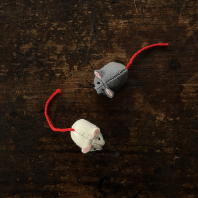 Handmade Wool Mouse - Grey or White