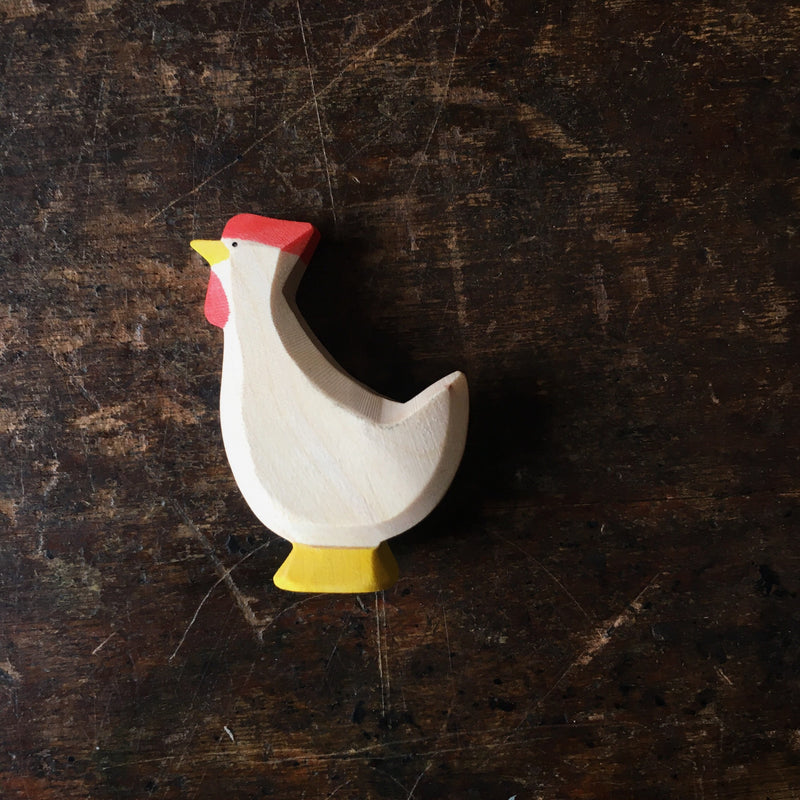 Handcrafted Wooden White Hen