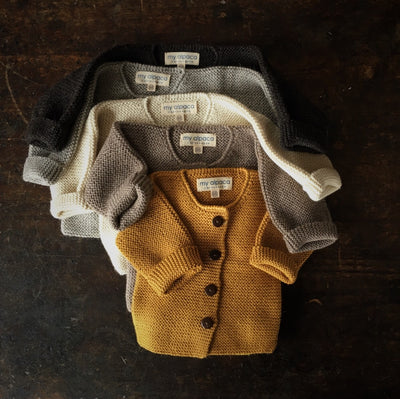 Baby Hand Knit Alpaca Cardigan - Oatmeal
