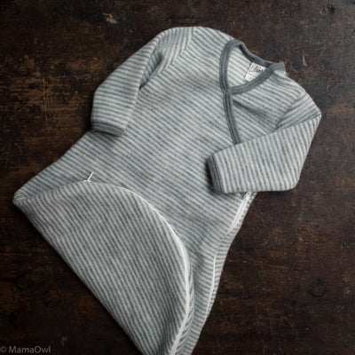 Merino Brushed Terry Wrap Sleeping Bag - Grey/Natural