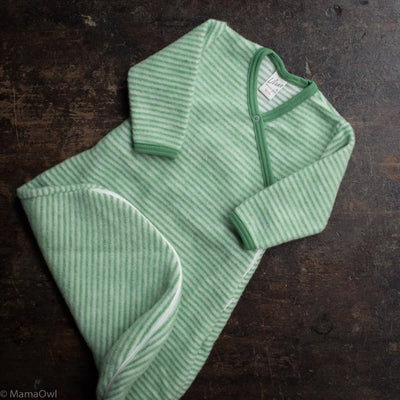 Merino Brushed Terry Wrap Sleeping Bag - Green/Natural