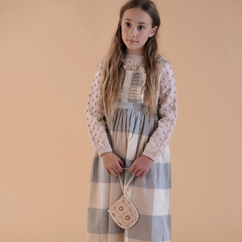 Cotton Lena Pinafore – Blanket Check Cream