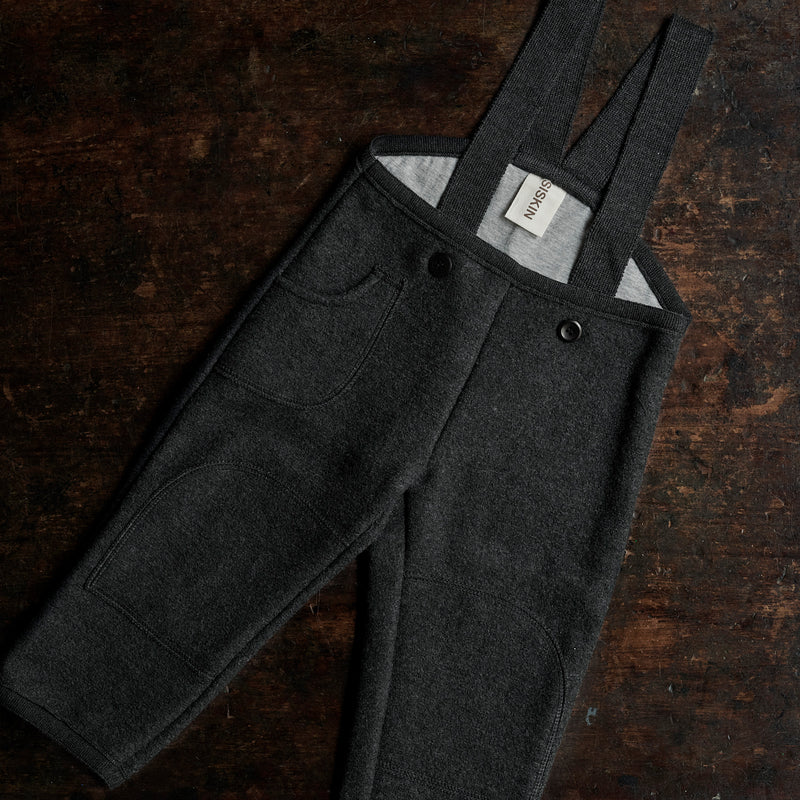 Baby & Kids Boiled Merino Wool Pocket Dungarees - Anthracite