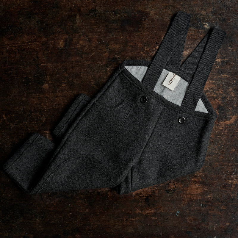 Baby & Kids Boiled Merino Wool Pocket Dungarees - Anthracite