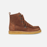 Womens Wool Lined Boots with Laces - Cognac Nubuck