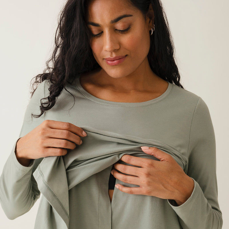 Cotton Maternity Classic LS Top - Green Tea