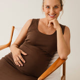 Cotton Maternity Signe Dress - Cocoa Brown