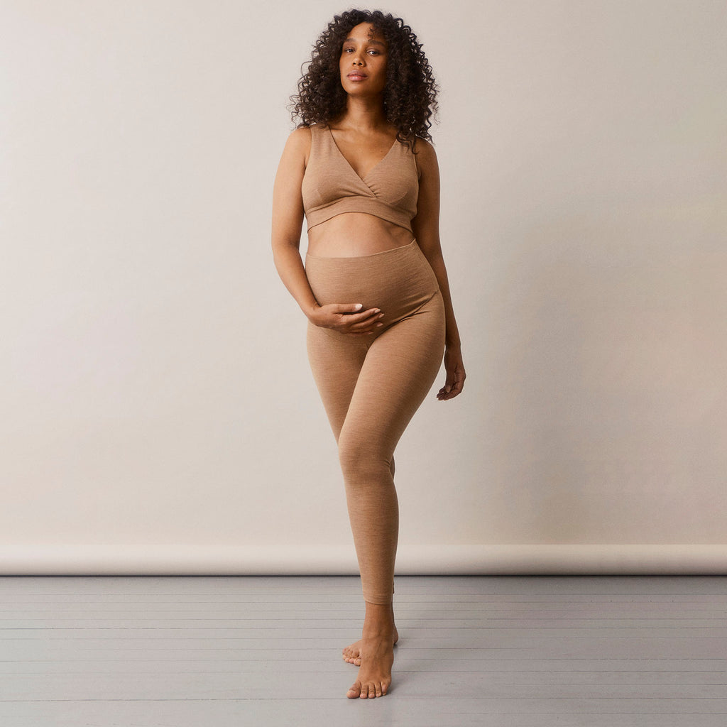 Merino Wool Maternity Once-On-Never-Off Leggings - Brown Melange – MamaOwl