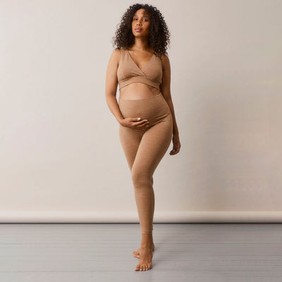 Merino Wool Maternity Once-On-Never-Off Leggings - Brown Melange