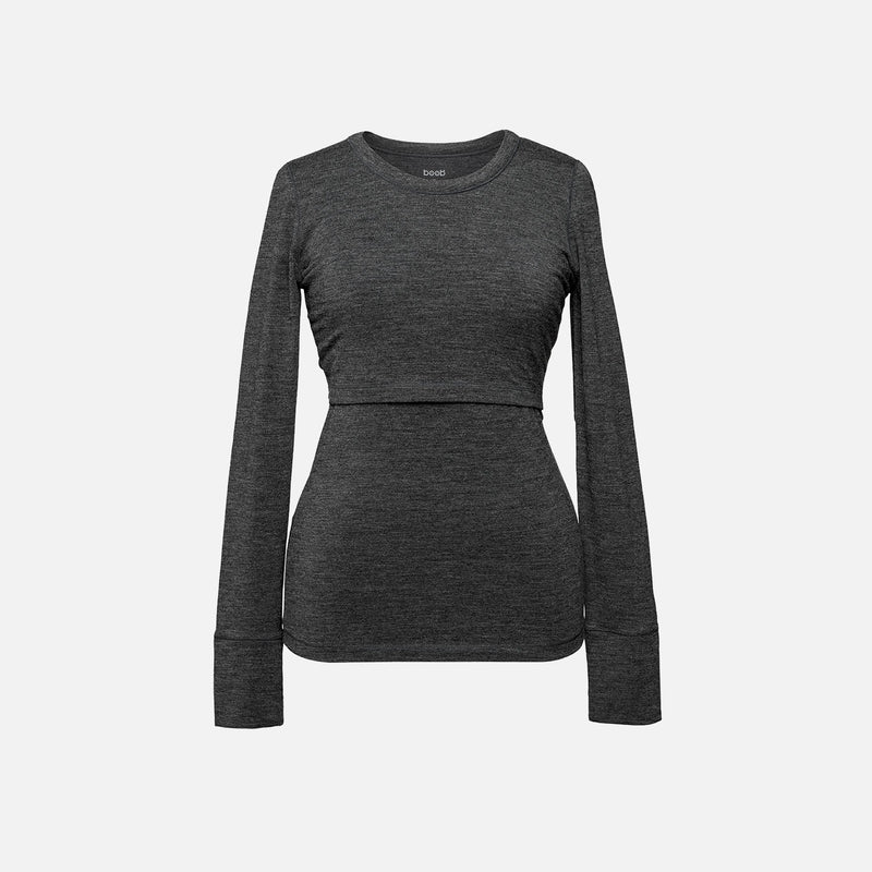 Merino Wool Maternity Top - Dark Grey Melange