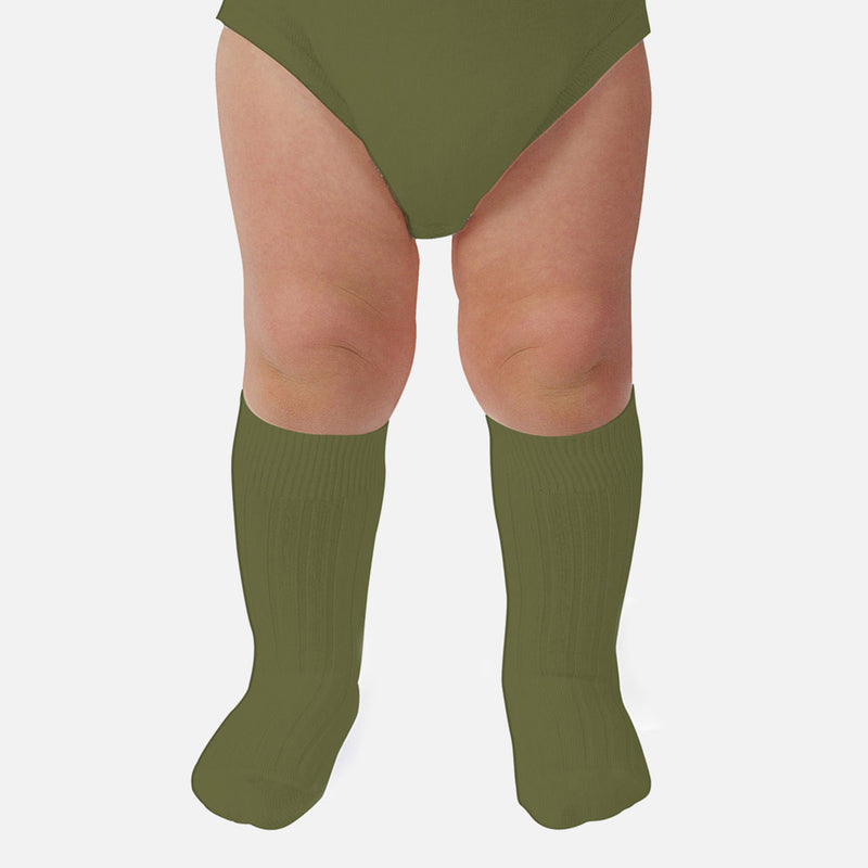 Baby & Kids Cotton Knee Socks - Olive