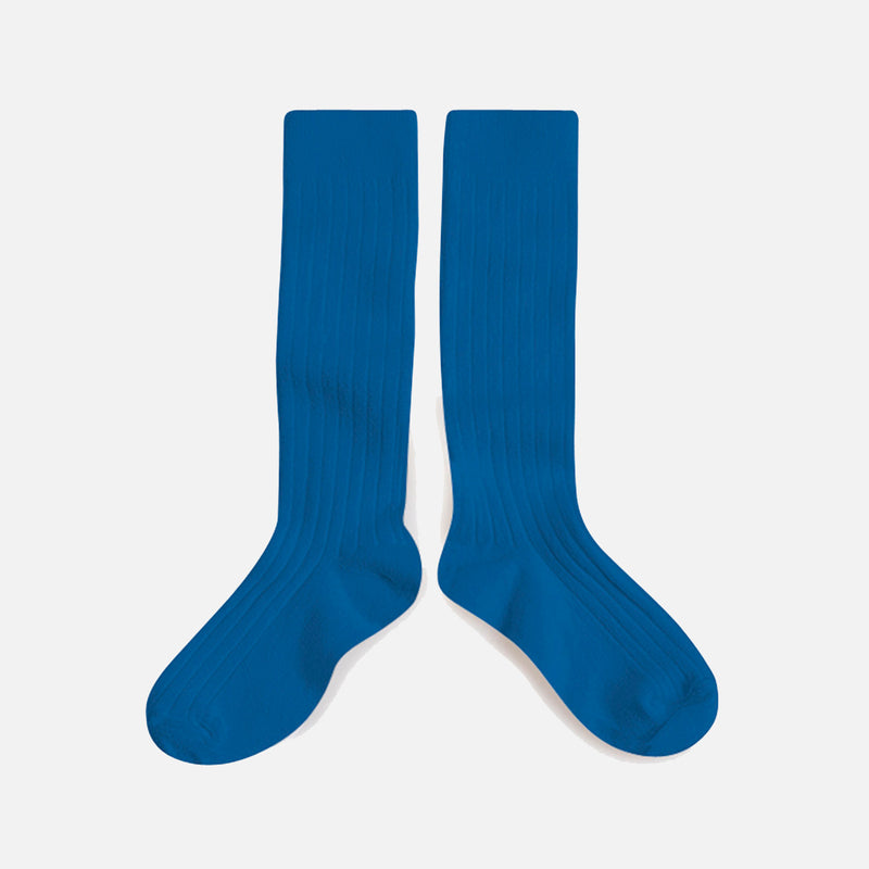 Adults Cotton Knee Socks - Blue Sapphire