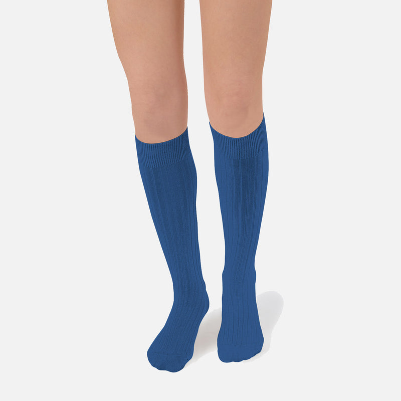 Adults Cotton Knee Socks - Blue Sapphire