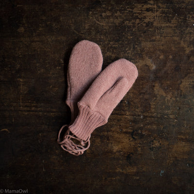Boiled Merino Wool Gloves - Rose