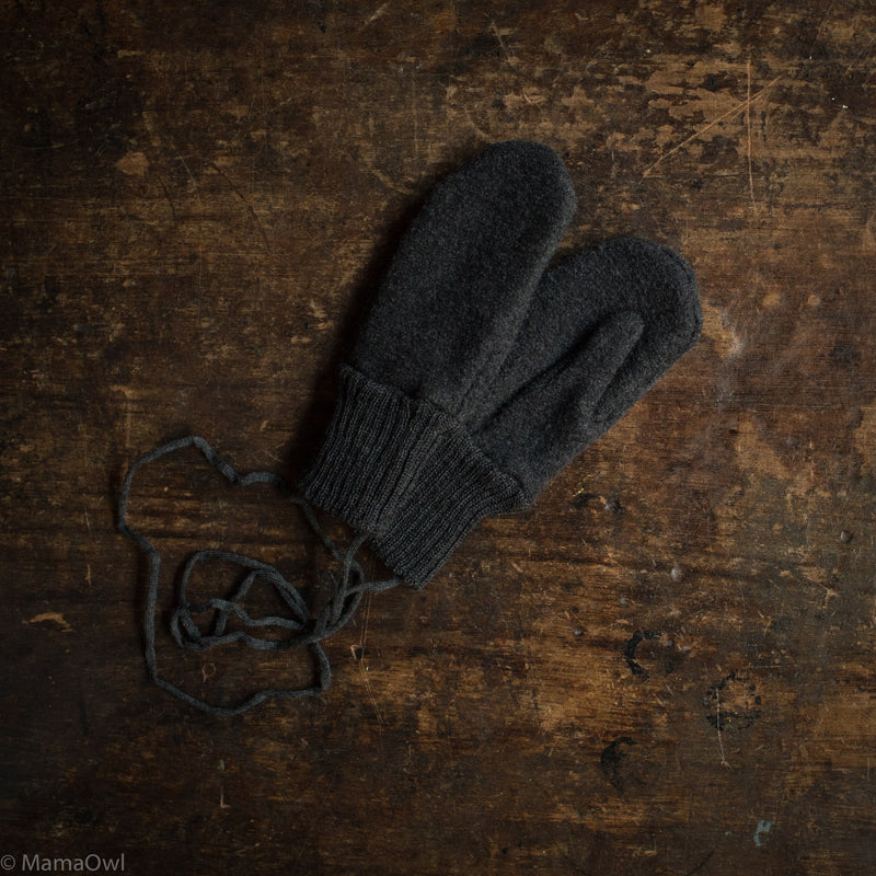 Boiled Merino Wool Mittens - Anthracite