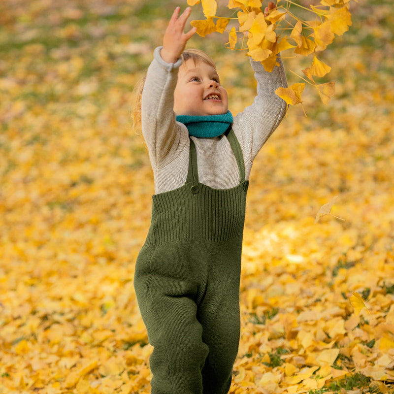 Baby & Kids Merino Wool Dungarees - Olive