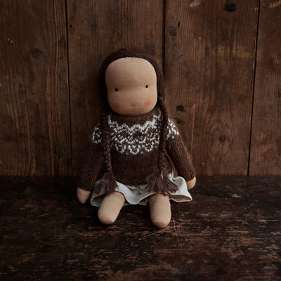 Handmade Doll in Isle Sweater & Skirt - Brown