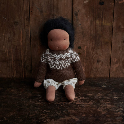 Handmade Doll in Isle Sweater & Bloomers - Black