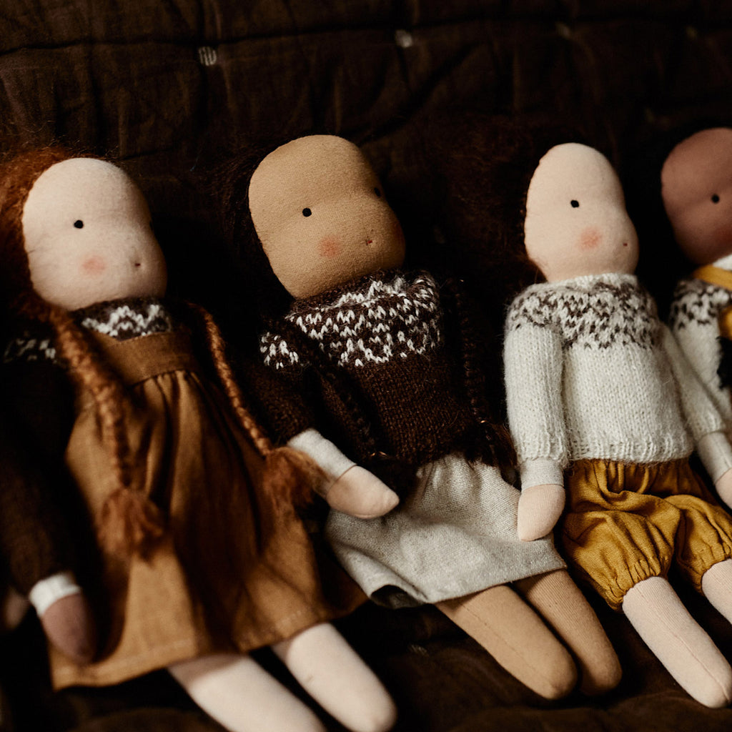 Handmade Doll in Isle Sweater & Skirt - Brown