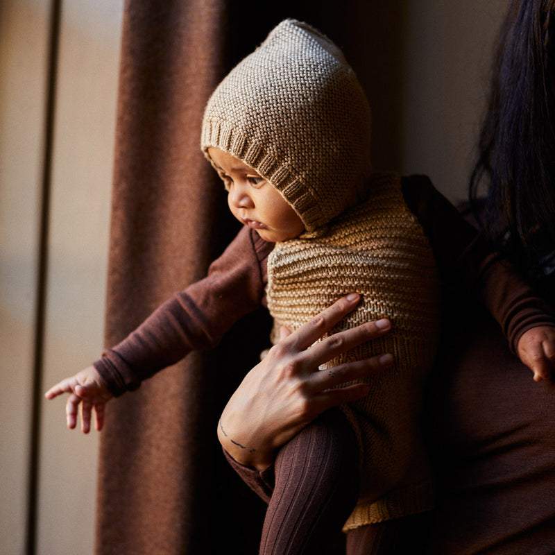 Robin Baby Body - Merino Wool & Silk - Squirrel