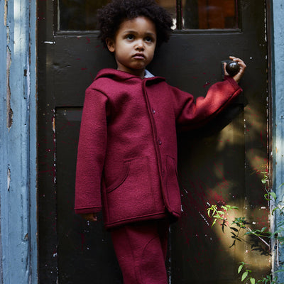 Baby & Kids Boiled Merino Wool Pixie Jacket - Bordeaux