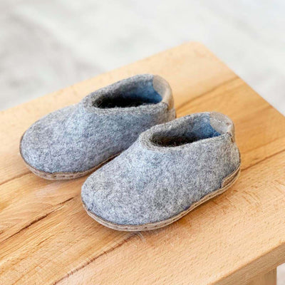 Toddler Felted Wool Slipper Shoe - Grey