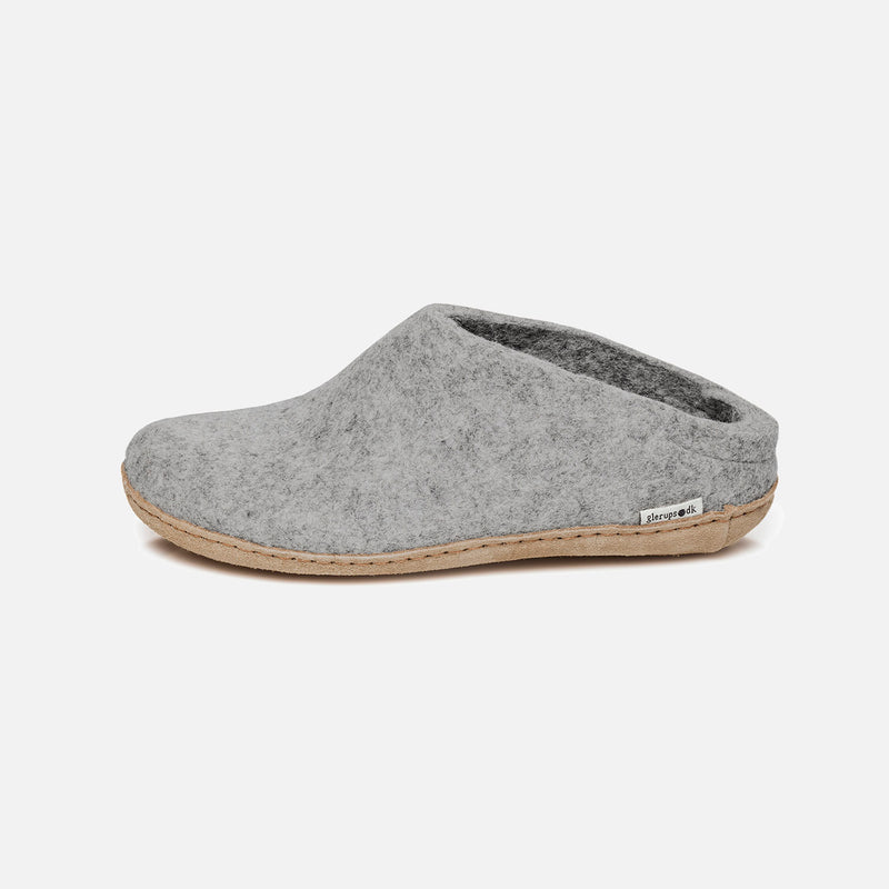 Adults Felted Wool Open Heel Slipper - Grey