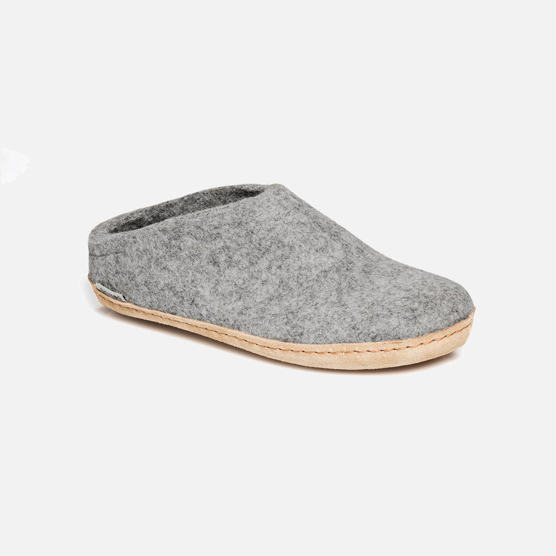 Adults Felted Wool Open Heel Slipper - Grey