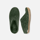 Adults Felted Wool Open Heel Slipper - Forest