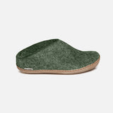 Adults Felted Wool Open Heel Slipper - Forest