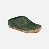 Adults Felted Wool Open Heel Slipper - Forest