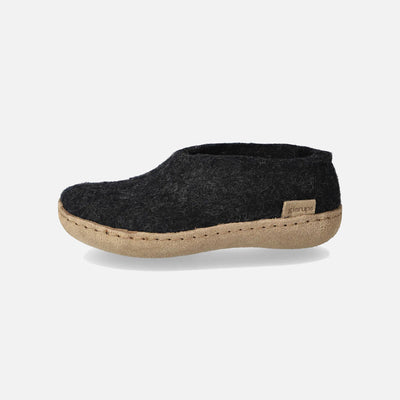 Felted Wool Slipper Shoe - Charcoal