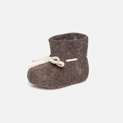 Felted Wool New Born Slipper Boot - Brown