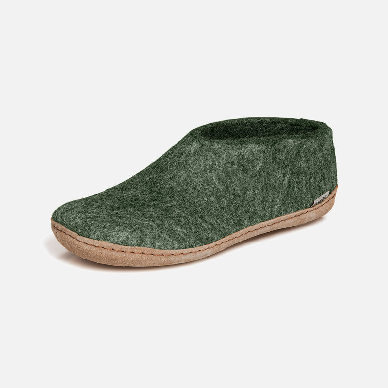 Adults Felted Wool Slipper Shoe - Forest