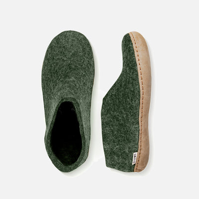 Adults Felted Wool Slipper Shoe - Forest