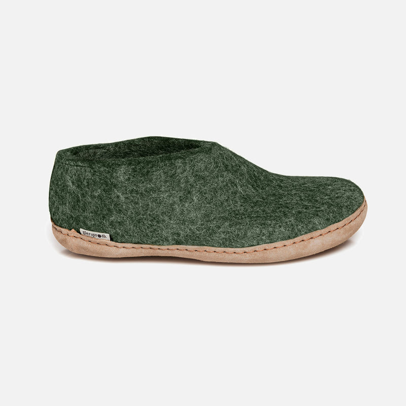 Adults Felted Wool Slipper Shoe - Forest