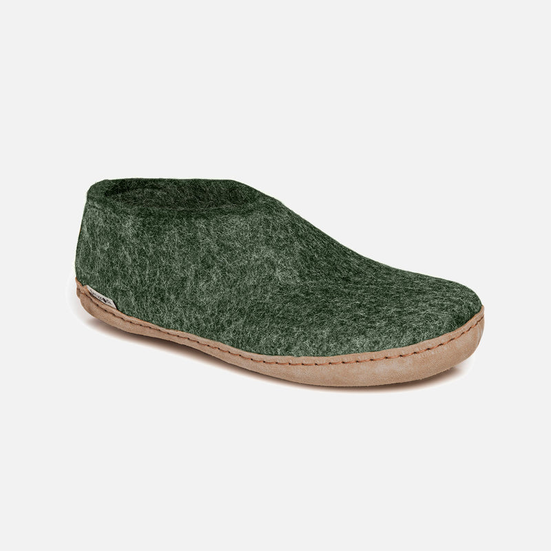 Adults Felted Wool Slipper Shoe - Forest