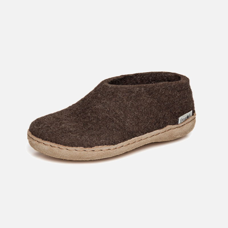 Felted Wool Slipper Shoe - Brown