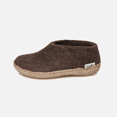 Felted Wool Slipper Shoe - Brown