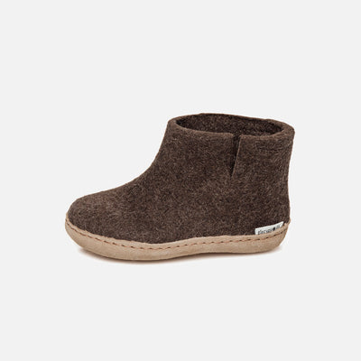 Felted Wool Slipper Boot - Brown