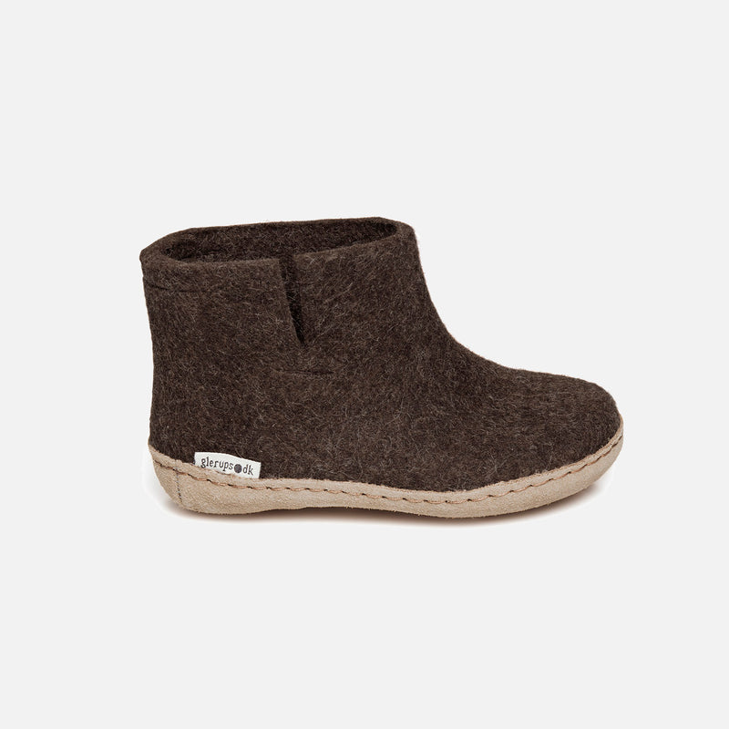 Felted Wool Slipper Boot - Brown