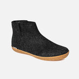 Adults Felted Wool Slipper Boot With Rubber Sole - Charcoal