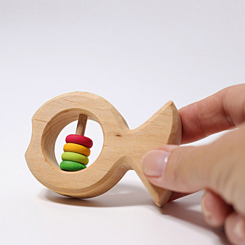 Wooden rainbow rattle fish