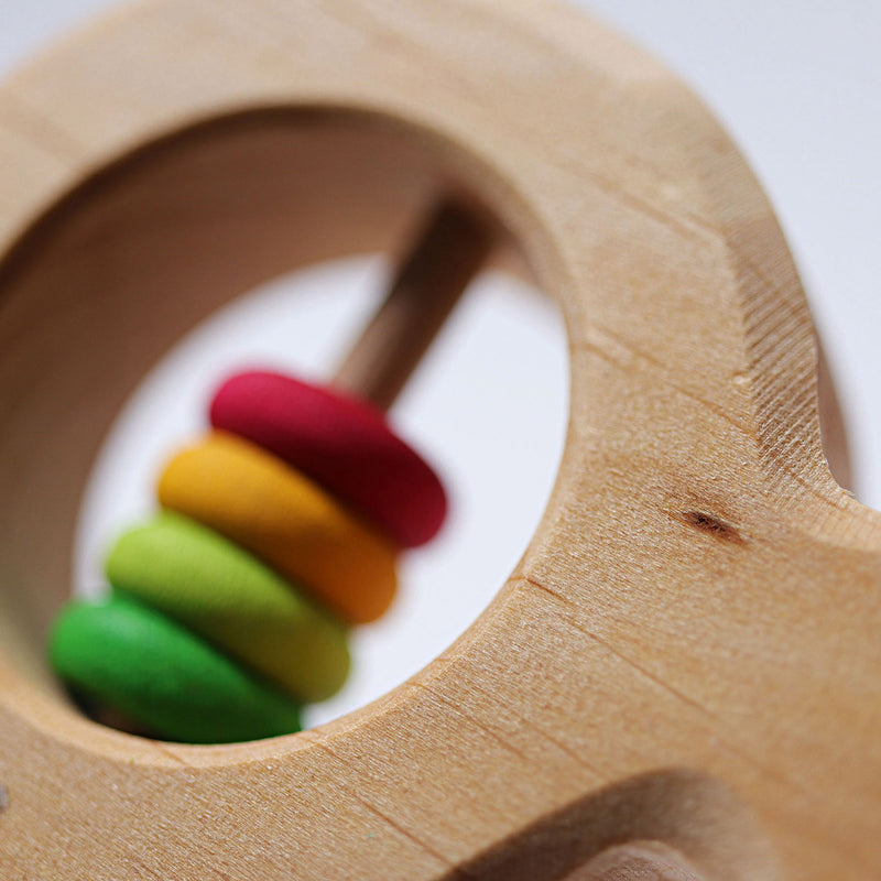 Wooden rainbow rattle fish