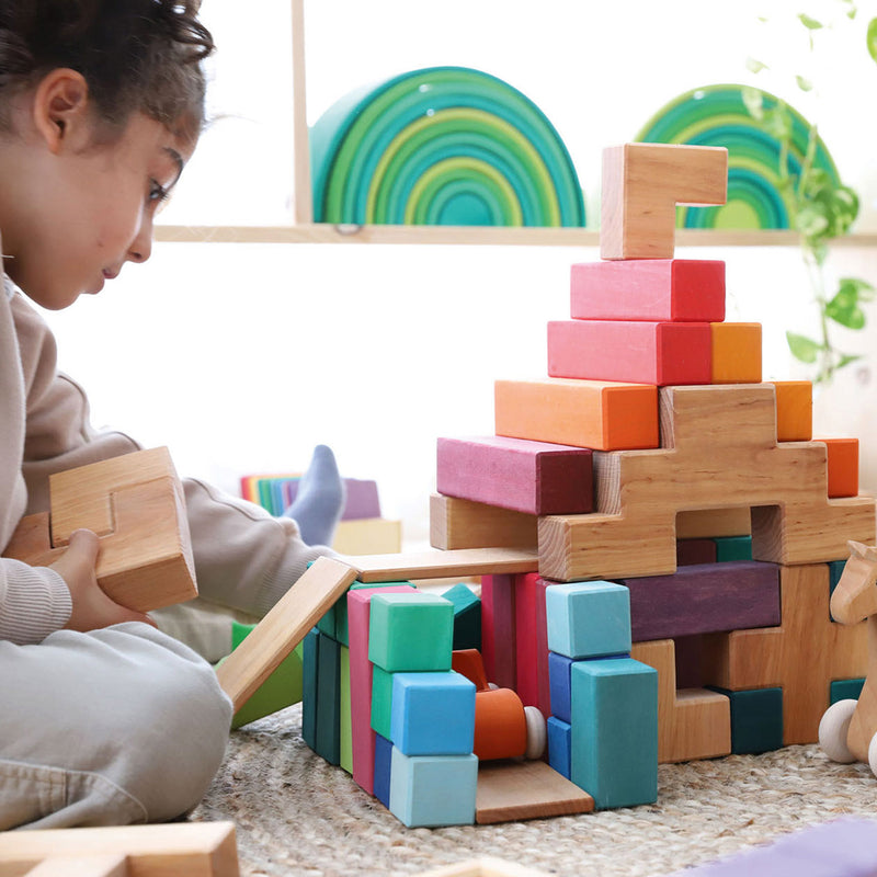 Wooden Building Set Stairway - Natural